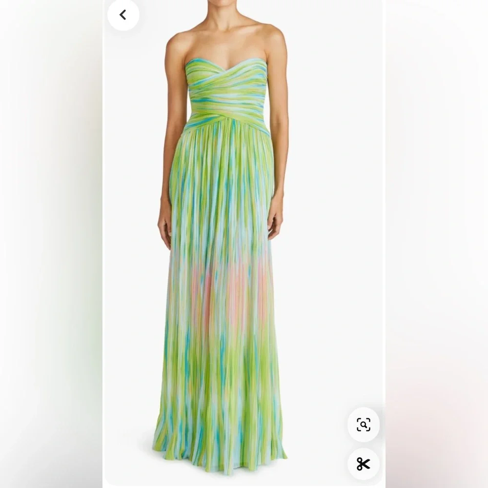 ml Monique Lhuillier Women's Mila Chiffon Gown - Multi - Size 2 - Electric Stripe